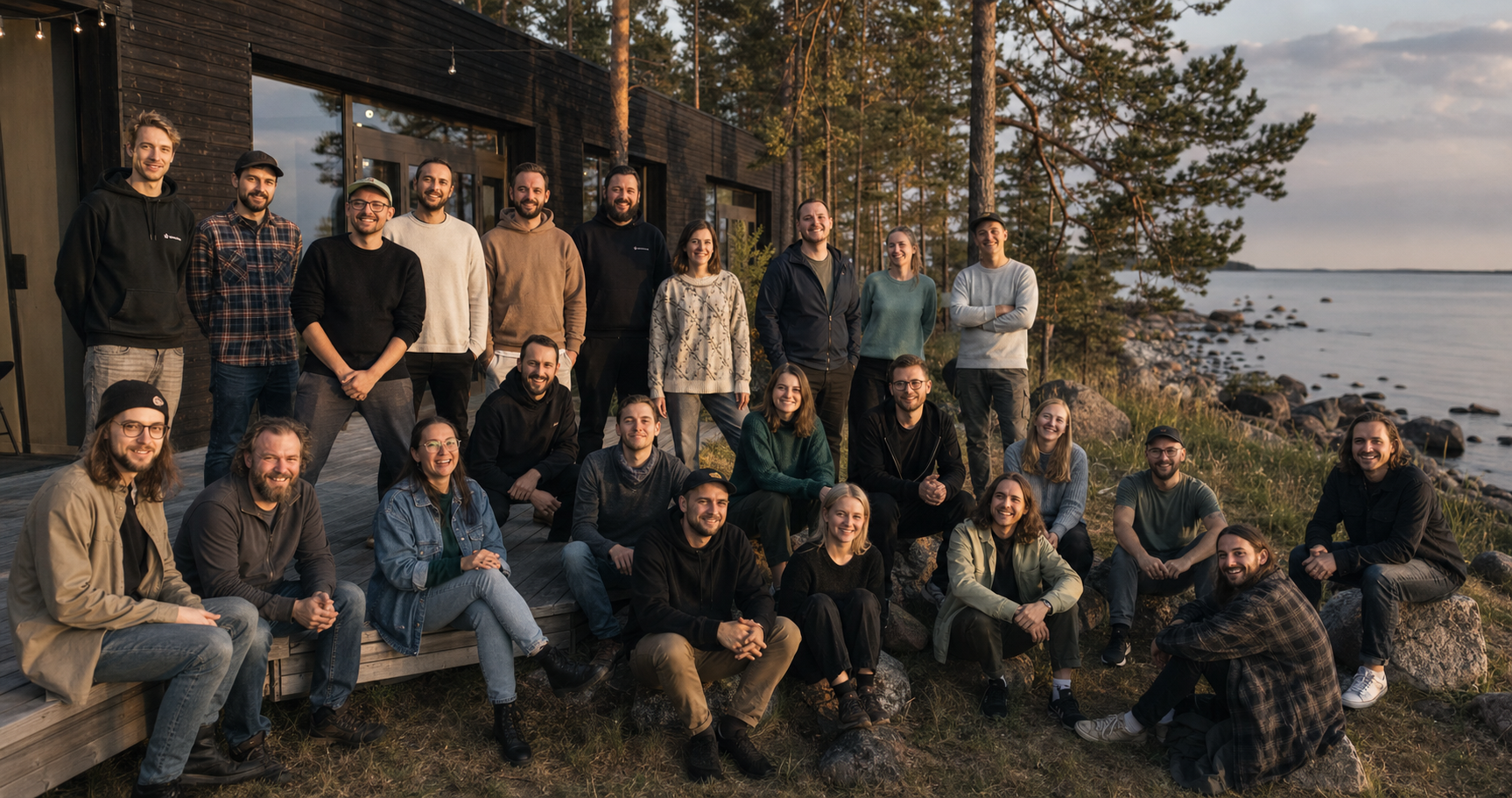 The Mangra Games team at an offsite event on the Estonian coast